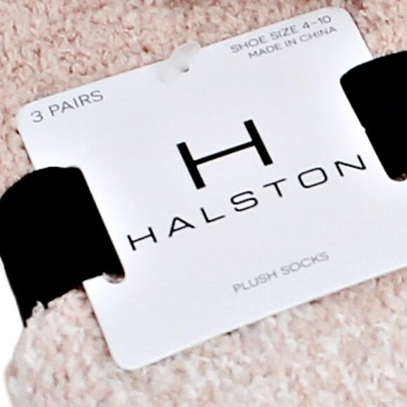 Halston Women's Plush Short Socks 3 Pairs Soft Blush Mauve Pink & Cream NEW - Picture 5 of 7